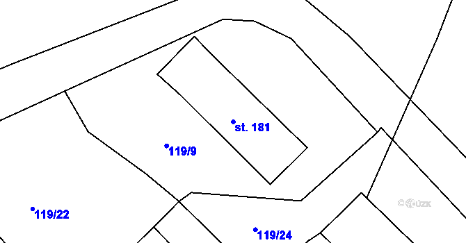 Parcela st. 181 v KÚ Trnovany u Litoměřic, Katastrální mapa
