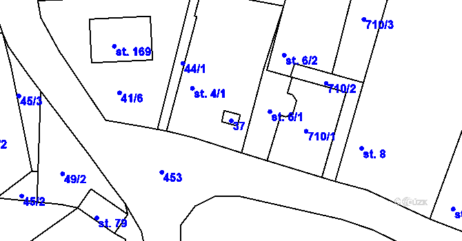 Parcela st. 37 v KÚ Trnovany u Litoměřic, Katastrální mapa
