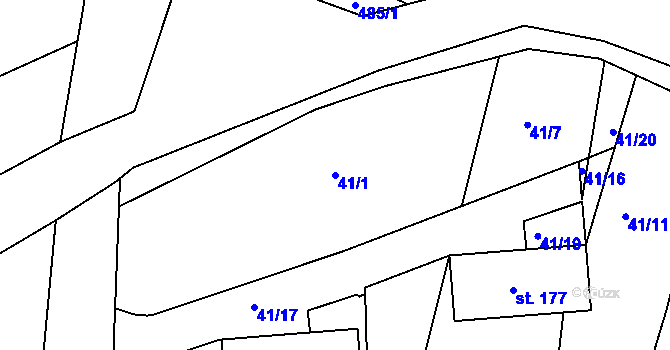 Parcela st. 41/1 v KÚ Trnovany u Litoměřic, Katastrální mapa