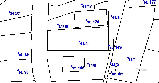 Parcela st. 41/4 v KÚ Trnovany u Litoměřic, Katastrální mapa