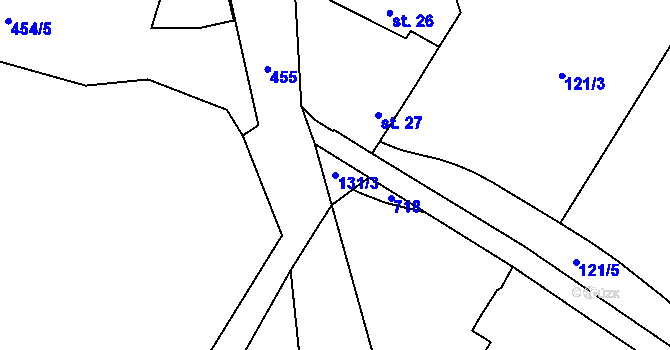 Parcela st. 131/3 v KÚ Trnovany u Litoměřic, Katastrální mapa