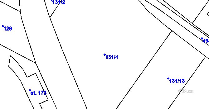 Parcela st. 131/4 v KÚ Trnovany u Litoměřic, Katastrální mapa