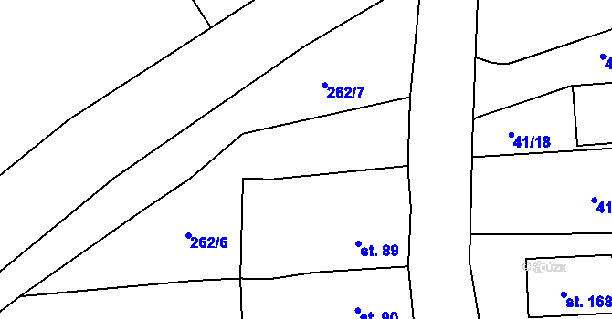 Parcela st. 262/3 v KÚ Trnovany u Litoměřic, Katastrální mapa
