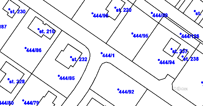 Parcela st. 444/1 v KÚ Trnovany u Litoměřic, Katastrální mapa