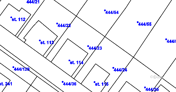 Parcela st. 444/23 v KÚ Trnovany u Litoměřic, Katastrální mapa