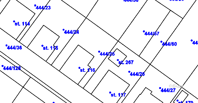 Parcela st. 444/25 v KÚ Trnovany u Litoměřic, Katastrální mapa