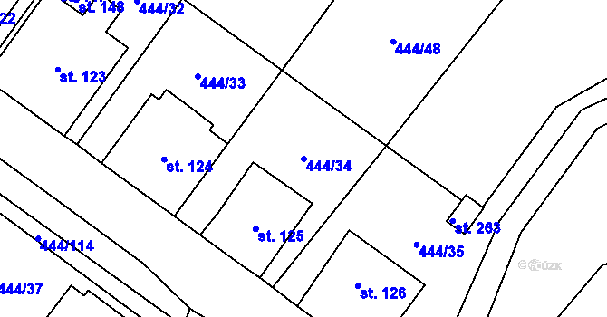 Parcela st. 444/34 v KÚ Trnovany u Litoměřic, Katastrální mapa