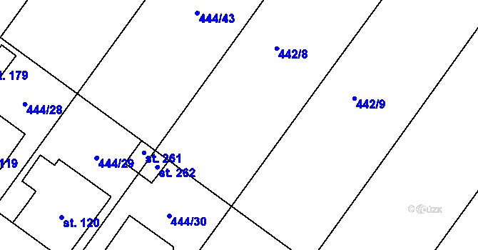 Parcela st. 444/44 v KÚ Trnovany u Litoměřic, Katastrální mapa