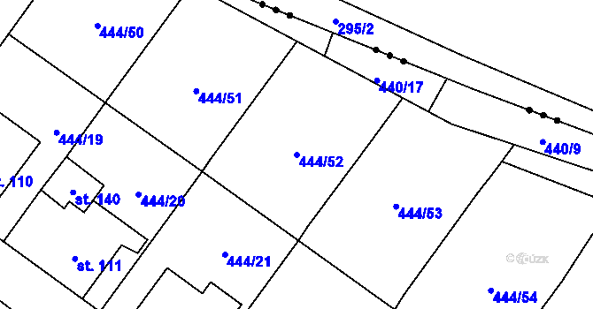 Parcela st. 444/52 v KÚ Trnovany u Litoměřic, Katastrální mapa