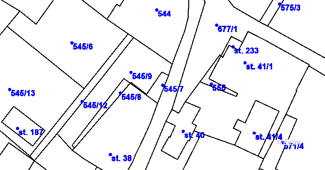 Parcela st. 545/7 v KÚ Trnovany u Litoměřic, Katastrální mapa