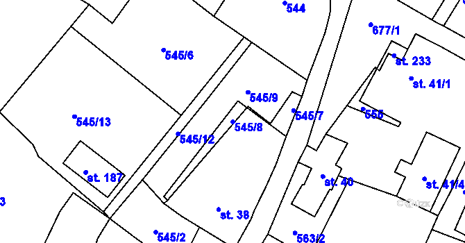 Parcela st. 545/8 v KÚ Trnovany u Litoměřic, Katastrální mapa