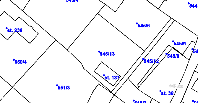 Parcela st. 545/13 v KÚ Trnovany u Litoměřic, Katastrální mapa