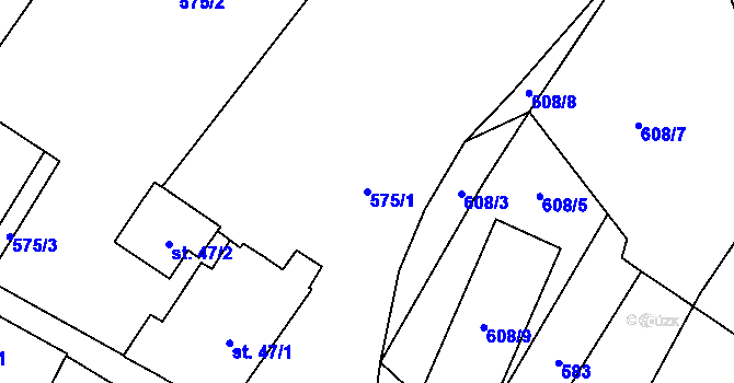 Parcela st. 575/1 v KÚ Trnovany u Litoměřic, Katastrální mapa