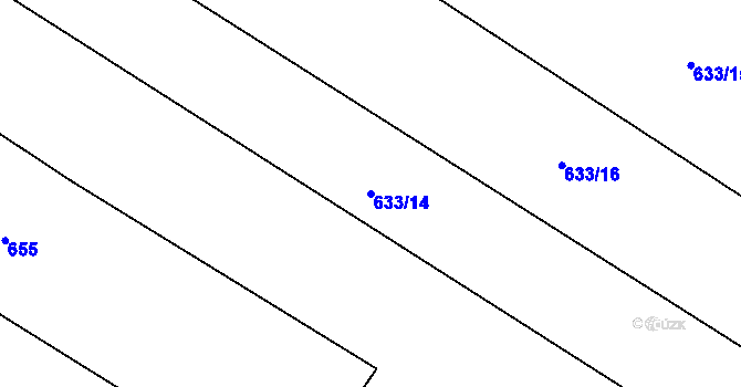 Parcela st. 633/14 v KÚ Trnovany u Litoměřic, Katastrální mapa