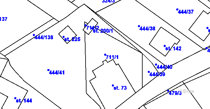 Parcela st. 711/1 v KÚ Trnovany u Litoměřic, Katastrální mapa