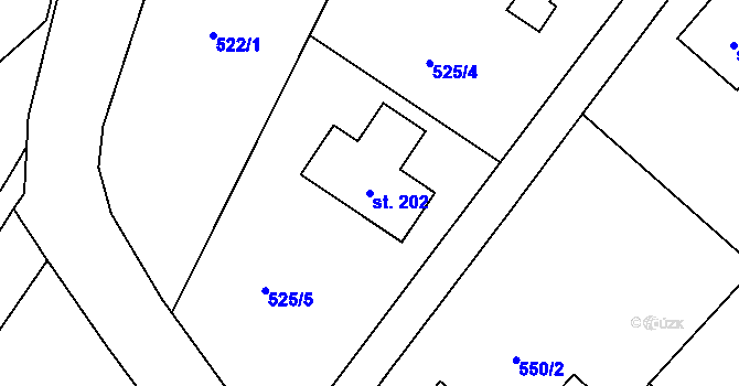 Parcela st. 202 v KÚ Trnovany u Litoměřic, Katastrální mapa