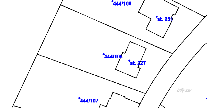 Parcela st. 444/108 v KÚ Trnovany u Litoměřic, Katastrální mapa
