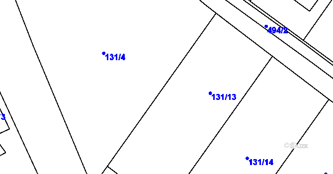 Parcela st. 131/5 v KÚ Trnovany u Litoměřic, Katastrální mapa