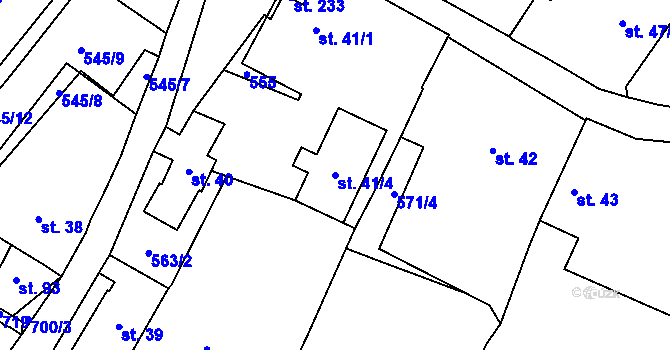 Parcela st. 41/4 v KÚ Trnovany u Litoměřic, Katastrální mapa