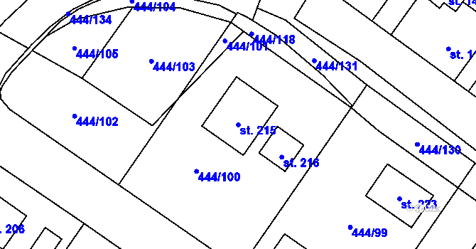 Parcela st. 215 v KÚ Trnovany u Litoměřic, Katastrální mapa