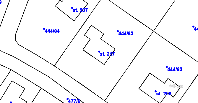 Parcela st. 217 v KÚ Trnovany u Litoměřic, Katastrální mapa