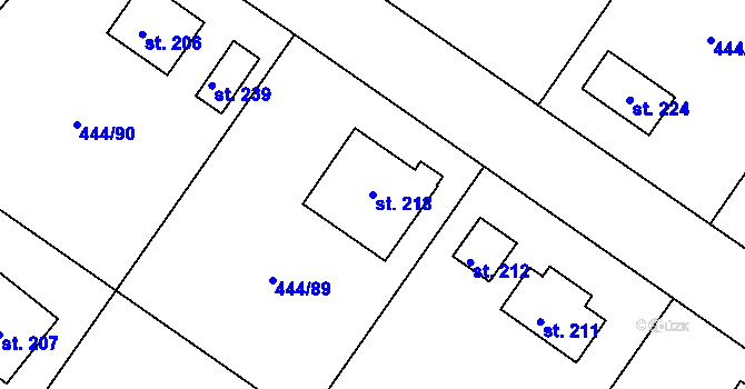 Parcela st. 218 v KÚ Trnovany u Litoměřic, Katastrální mapa
