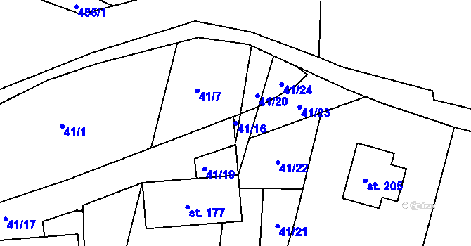 Parcela st. 41/16 v KÚ Trnovany u Litoměřic, Katastrální mapa