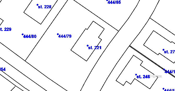 Parcela st. 221 v KÚ Trnovany u Litoměřic, Katastrální mapa