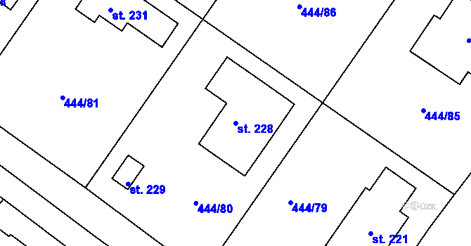Parcela st. 228 v KÚ Trnovany u Litoměřic, Katastrální mapa