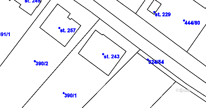 Parcela st. 243 v KÚ Trnovany u Litoměřic, Katastrální mapa