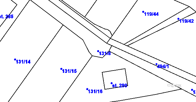 Parcela st. 131/8 v KÚ Trnovany u Litoměřic, Katastrální mapa