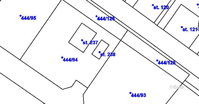 Parcela st. 238 v KÚ Trnovany u Litoměřic, Katastrální mapa