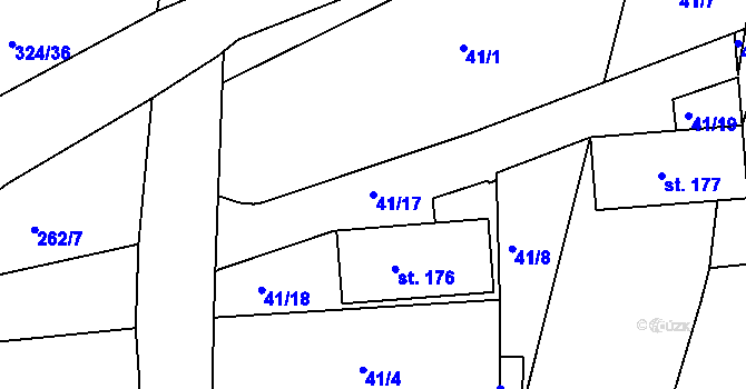 Parcela st. 41/17 v KÚ Trnovany u Litoměřic, Katastrální mapa
