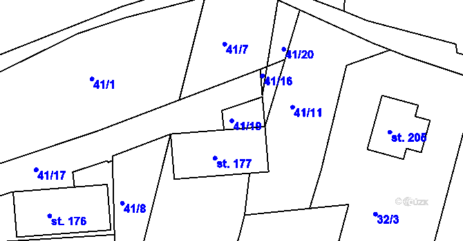 Parcela st. 41/19 v KÚ Trnovany u Litoměřic, Katastrální mapa