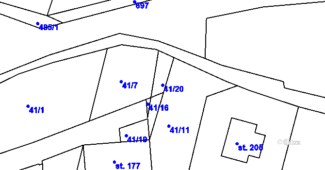 Parcela st. 41/20 v KÚ Trnovany u Litoměřic, Katastrální mapa