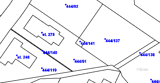 Parcela st. 444/141 v KÚ Trnovany u Litoměřic, Katastrální mapa