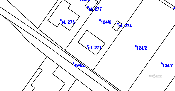Parcela st. 271 v KÚ Trnovany u Litoměřic, Katastrální mapa