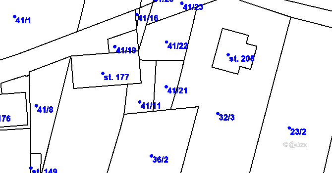 Parcela st. 41/21 v KÚ Trnovany u Litoměřic, Katastrální mapa