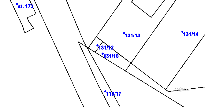 Parcela st. 131/18 v KÚ Trnovany u Litoměřic, Katastrální mapa