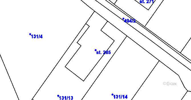 Parcela st. 285 v KÚ Trnovany u Litoměřic, Katastrální mapa