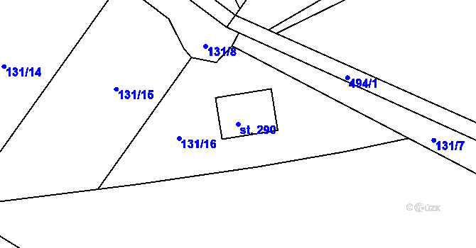Parcela st. 290 v KÚ Trnovany u Litoměřic, Katastrální mapa