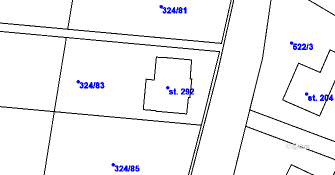 Parcela st. 292 v KÚ Trnovany u Litoměřic, Katastrální mapa