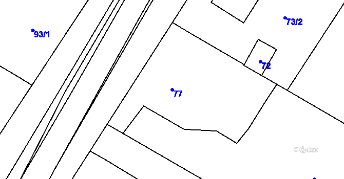 Parcela st. 77 v KÚ Trnové Pole, Katastrální mapa
