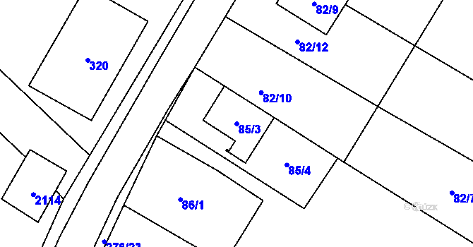 Parcela st. 85/3 v KÚ Trnové Pole, Katastrální mapa
