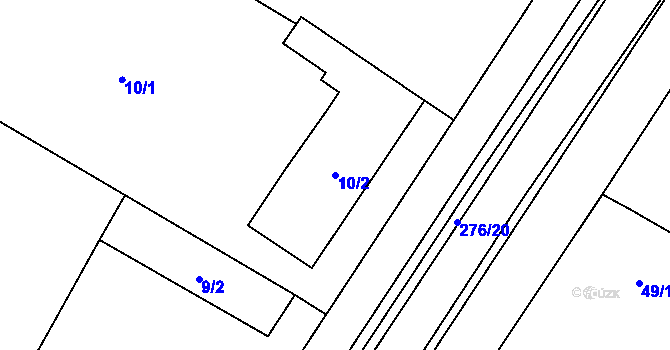 Parcela st. 10/2 v KÚ Trnové Pole, Katastrální mapa