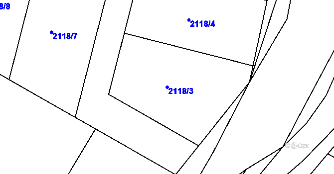 Parcela st. 2118/3 v KÚ Trnové Pole, Katastrální mapa