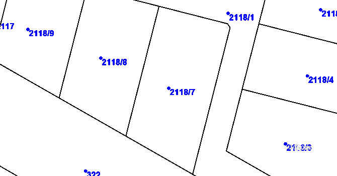 Parcela st. 2118/7 v KÚ Trnové Pole, Katastrální mapa
