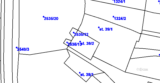 Parcela st. 39/2 v KÚ Radostice u Trocnova, Katastrální mapa