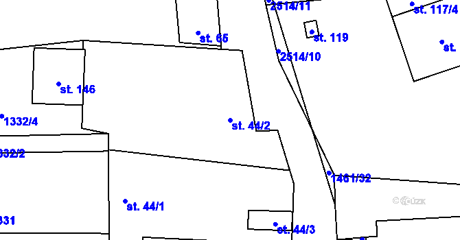 Parcela st. 44/2 v KÚ Radostice u Trocnova, Katastrální mapa