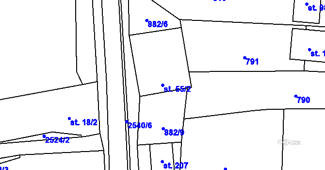 Parcela st. 55/2 v KÚ Radostice u Trocnova, Katastrální mapa